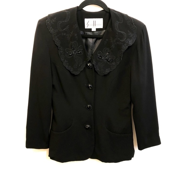 Sue Wong Beaded Black Blazer Jacket P - Picture 1 of 8